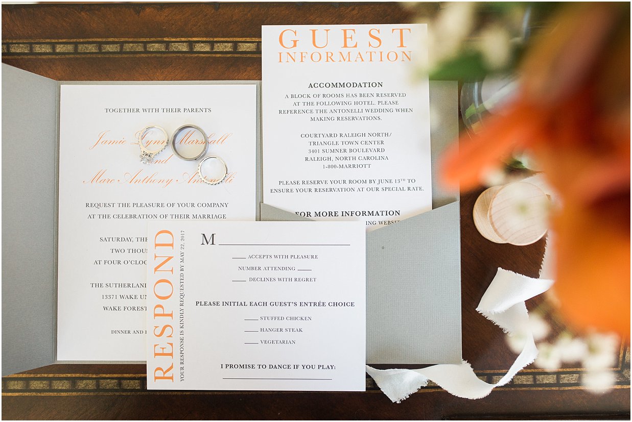 Gray and Orange Wedding Invitations